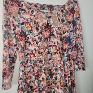 Xhilaration Floral Midi Dress - Pink and Blue